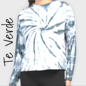 TE Verde White & Grey Long Sleeve Tie Dye Top